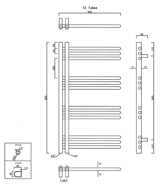 Sapho Sapho, DORLION vykurovacie teleso 500x900mm, 301W,chrom, 1130-10