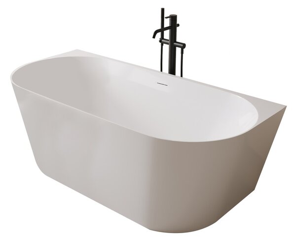 Erga Norah Slim, voľne stojaca vaňa ku stene 170x70 cm + odtoková zátka, biela lesklá, ERG-NORAH-SLIM-170070-WH-WH