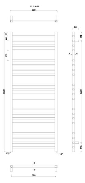Sapho Sapho, METRO vykurovacie teleso 600x1530 mm, chrom, 0411-02