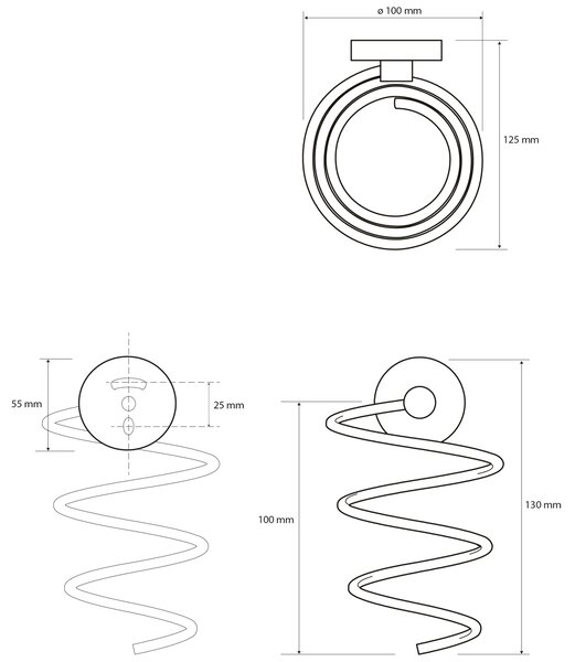 Sapho Sapho, X-ROUND držiak fénu, špirálový, chróm, XR002