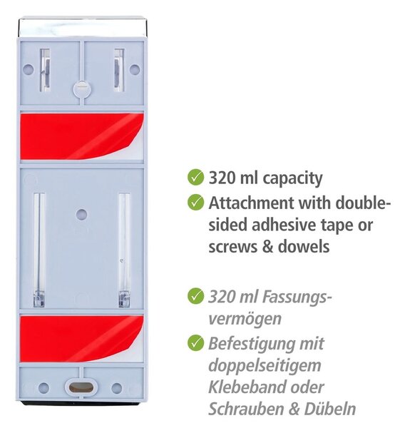 Nástenný plastový dávkovač mydla v striebornej farbe 0.32 l Istres – Wenko