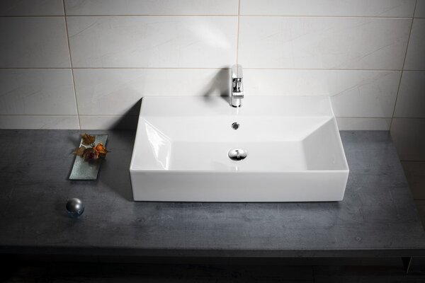 Aqualine Aqualine, Keramické umývadlo na dosku 70x42cm, biela, 10SF50070