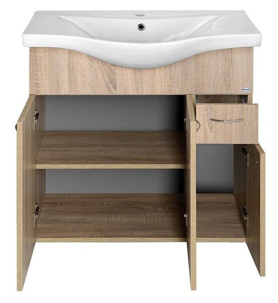 Aqualine Aqualine, KERAMIA FRESH umývadlová skrinka 74,5x74x34,7cm,dub platin, 50083