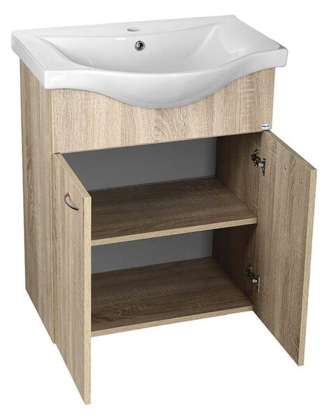 Aqualine Aqualine, KERAMIA FRESH umývadlová skrinka 60,60x74x33,7cm, dub platin, 50065