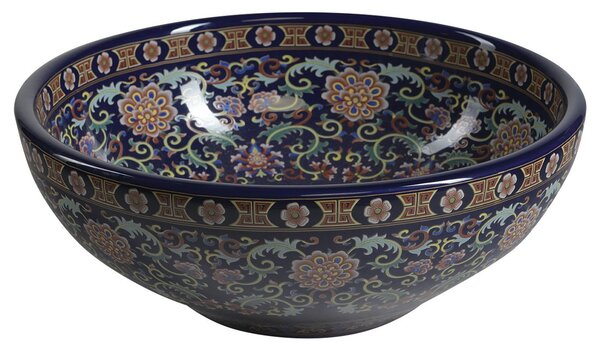 Sapho Sapho, PRIORI keramické umývadlo, priemer 41 cm, 15 cm, fialová s ornamentami, PI022