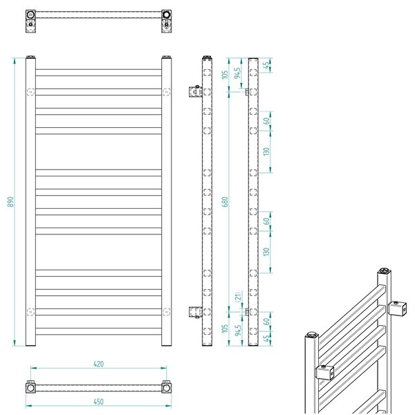 Sapho Sapho, METRO vykurovacie teleso 450x890 mm, chrom, 0411-03