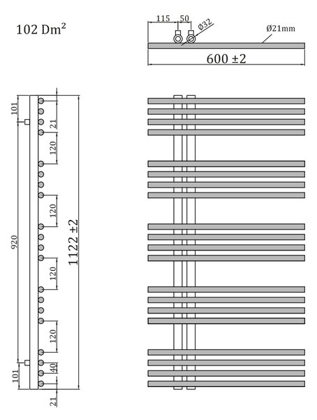 Sapho Sapho, NYMPHA vykurovacie teleso 600/1122, biela, 1805-16