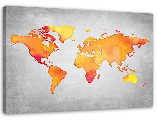Obraz na plátne Oranžová mapa sveta Rozmery: 60 x 40 cm
