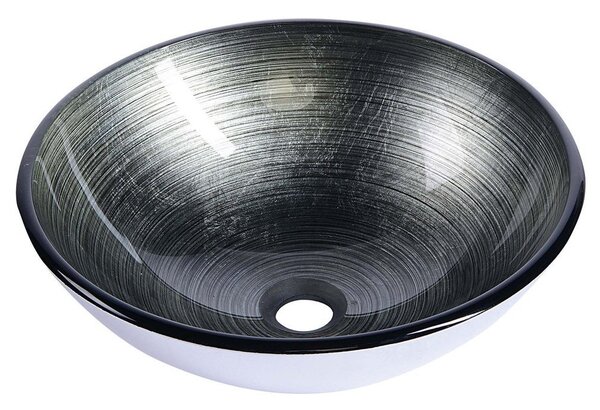Sapho, DAMAR sklenené umývadlo priemer 42 cm, tmavo šedá/strieborna, 2501-20