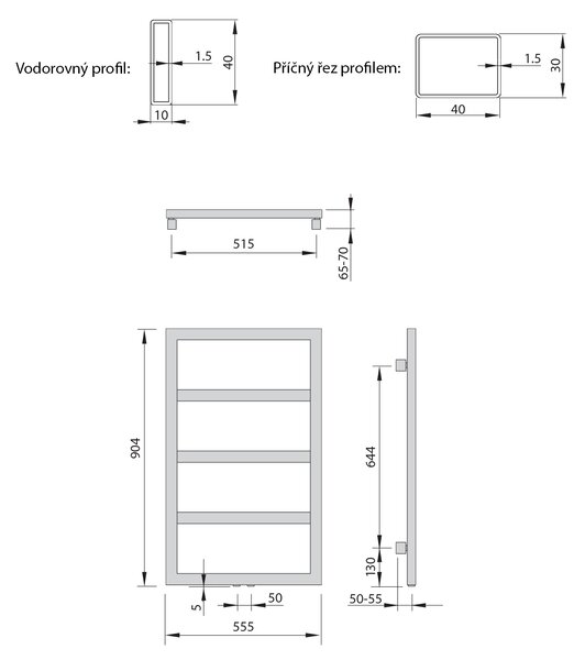 Sapho Sapho, DENALI vykurovacie teleso 550x904mm, 292 W, strieborna strukturálna, DN609SS