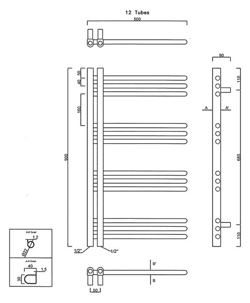 Sapho Sapho, DORLION vykurovacie teleso 500x900 mm, chróm/biela, 1130-50