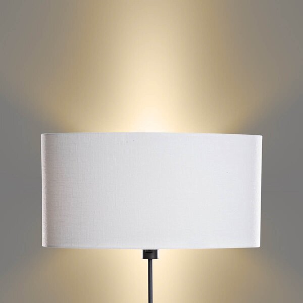 Stojacia lampa čierna s oválnym ľanovým tienidlom bielym 50 cm - Parte