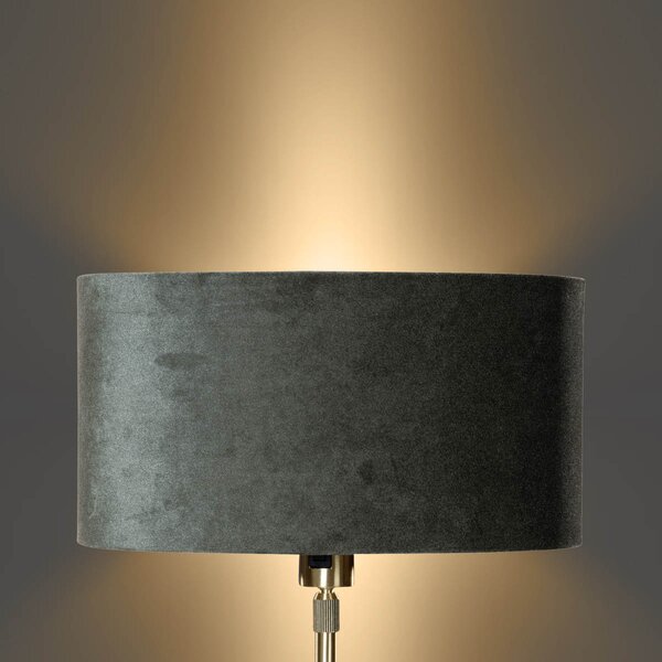 Stolová lampa zlatá s oválnym zamatovým tienidlom zelená 35 cm - Parte