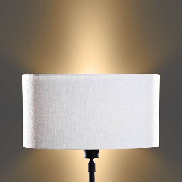 Stolová lampa čierna s oválnym ľanovým tienidlom bielym 35 cm - Parte