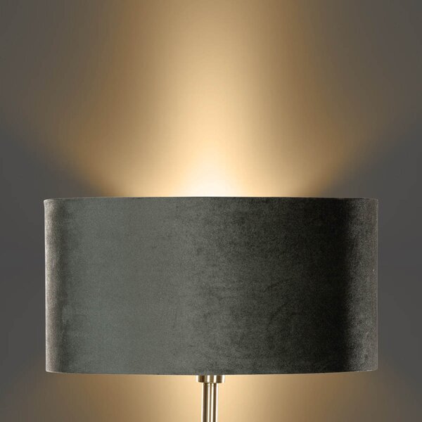 Stojacia lampa mosadz s oválnym zamatovým tienidlom zelená 50 cm - Simplo