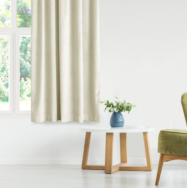 Záves AmeliaHome Velvet s multifunkčnou páskou 140x270 cm krémový, veľkosť 140x270