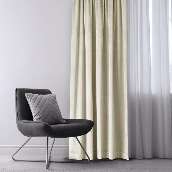 Záves AmeliaHome Velvet s multifunkčnou páskou 140x270 cm krémový, veľkosť 140x270