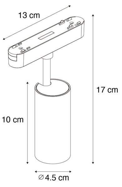 Moderné čierne bodové svetlo pre 1-fázový koľajnicový systém 9W 3000K - Magnetic Gert