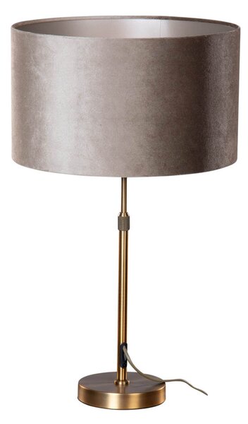Stolová lampa bronzová s tienidlom z tmavosivej zamatovej látky 35 cm - Parte