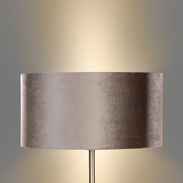Stojacia lampa mosadz s plyšovým tienidlom taupe 50 cm - Simplo