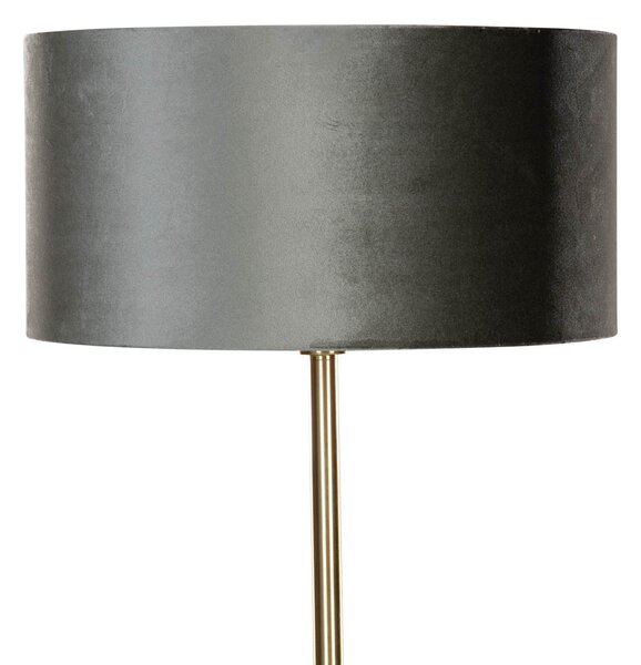 Stojacia lampa mosadz s velúrovým tienidlom zelená 50 cm - Simplo