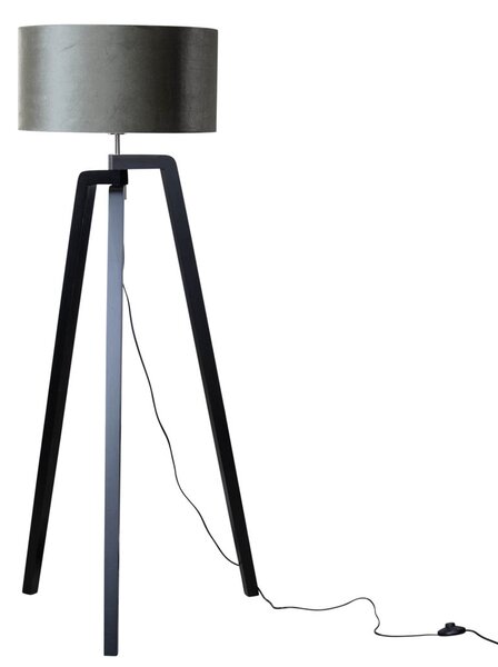 Stojacia lampa čierna s tienidlom zo zeleného zamatu 50 cm - Puros