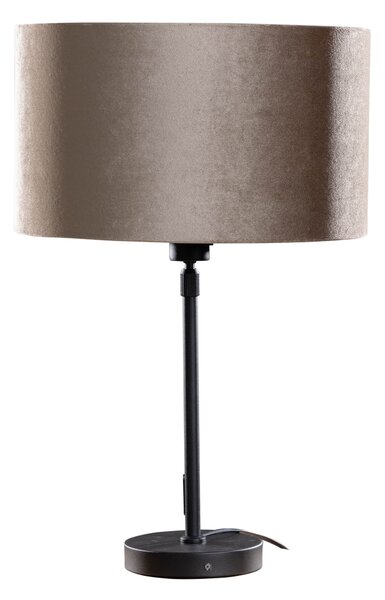 Stolová lampa čierna s taupe zamatovým tienidlom 35 cm - Parte