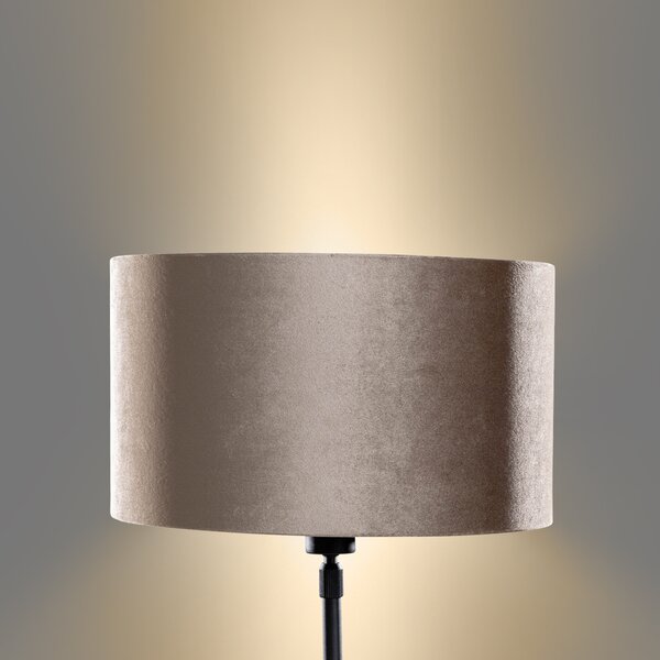 Stolová lampa čierna s taupe zamatovým tienidlom 35 cm - Parte