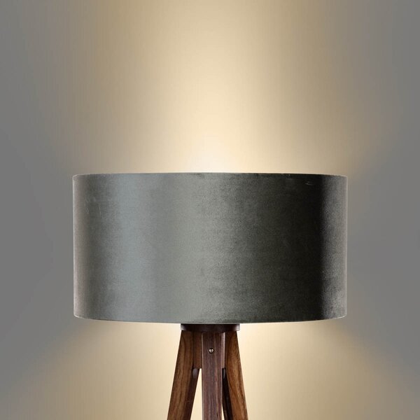 Stojacia lampa na troch nohách z orechového dreva so zeleným zamatovým tienidlom 50 cm - Tripod Classic