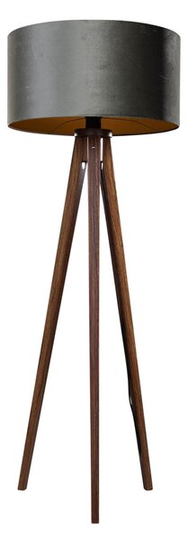 Stojacia lampa na troch nohách z orechového dreva so zeleným zamatovým tienidlom 50 cm - Tripod Classic