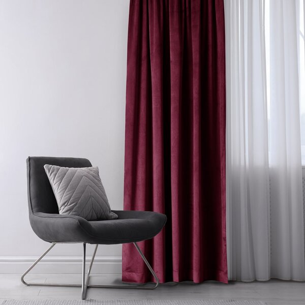 Záves AmeliaHome Velvet s priechodkami 140x245 cm vínový, veľkosť 140x245