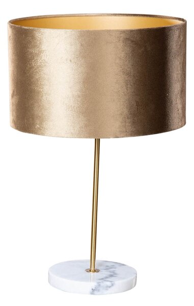 Stolová lampa mosadz s hnedým zamatovým tienidlom 35 cm - Kaso