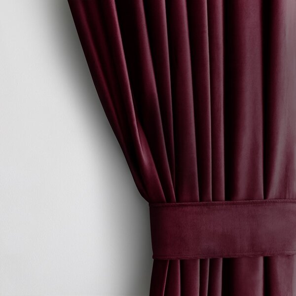 Záves AmeliaHome Velvet s priechodkami 140x245 cm vínový, veľkosť 140x245