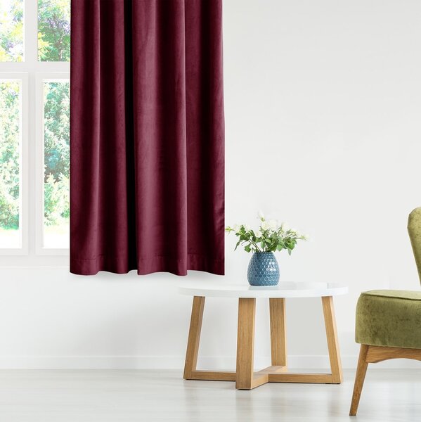 Záves AmeliaHome Velvet s priechodkami 140x245 cm vínový, veľkosť 140x245