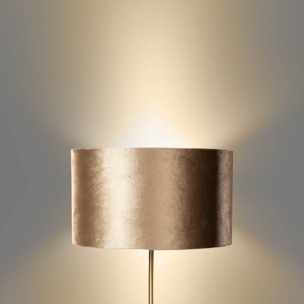 Stolová lampa mosadz s hnedým zamatovým tienidlom 35 cm - Kaso