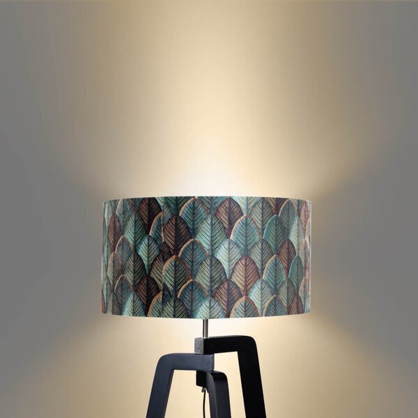 Stojacia lampa čierna s velúrovým tienidlom s dizajnom listov 50 cm - Puros