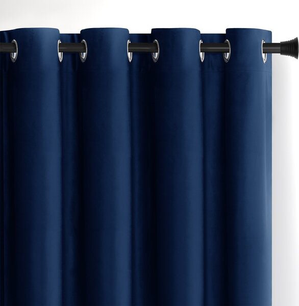 Záves AmeliaHome Velvet s priechodkami 140x270 cm modrý, veľkosť 140x270