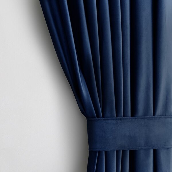 Záves AmeliaHome Velvet s priechodkami 140x270 cm modrý, veľkosť 140x270