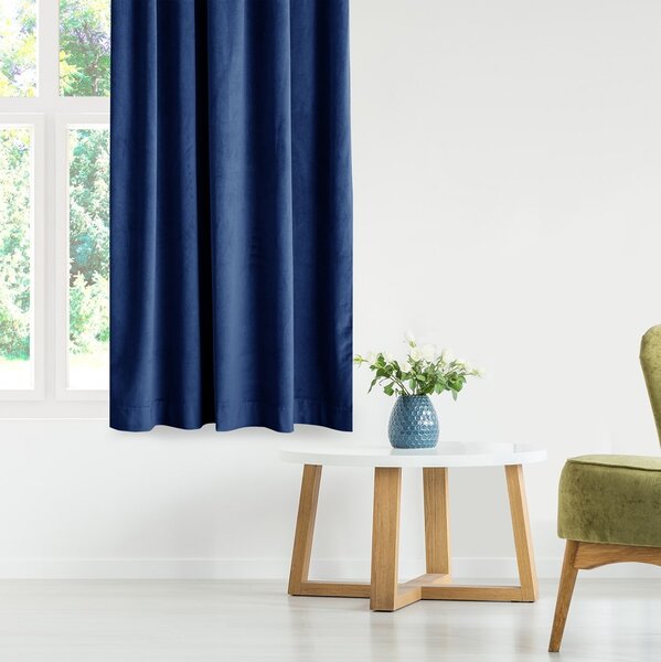 Záves AmeliaHome Velvet s priechodkami 140x270 cm modrý, veľkosť 140x270