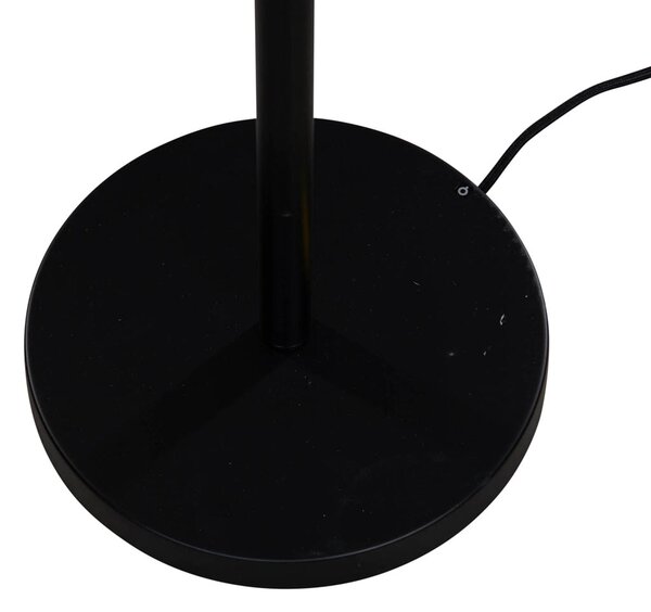 Stojacia lampa čierna s zamatovým tienidlom s dizajnom listov a zlatým vnútorným priestorom - Simplo