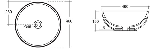Sapho Sapho, DIMP keramické umývadlo na dosku, Ø 46cm, biela, WH060