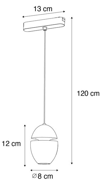 Moderné čierne závesné svietidlo pre 1-fázový koľajnicový systém vrátane LED - Magnetic Eggy
