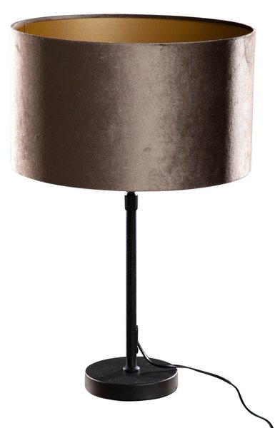 Stolná lampa čierna so zamatovým tienidlom hnedá 35cm - Parte