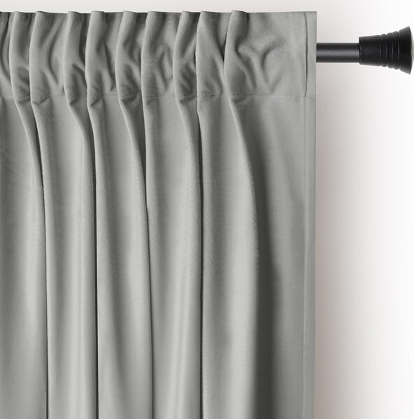 Záves AmeliaHome Velvet s multifunkčnou páskou 140x270 cm strieborný, veľkosť 140x270