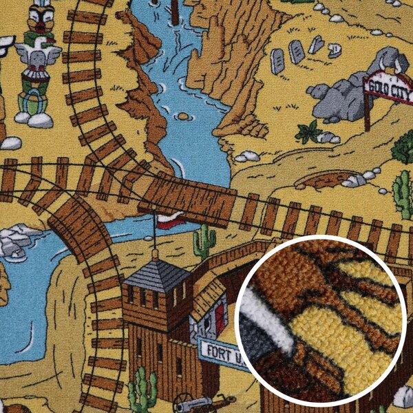 AladinWorld Expres , Detský metrážny koberec Western, na mieru, šíře 4m, viacfarebná, filc, detská izba