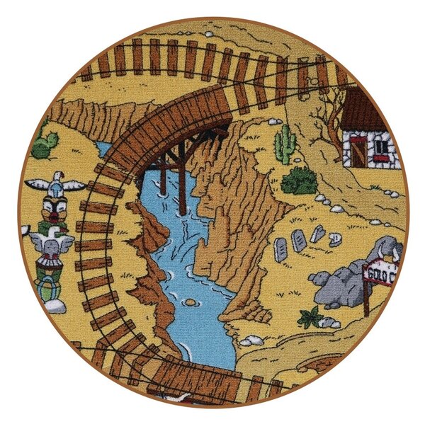 AladinWorld Expres , Detský kusový koberec Western kruh, 200x200 (priemer) kruh, viacfarebná, detská izba
