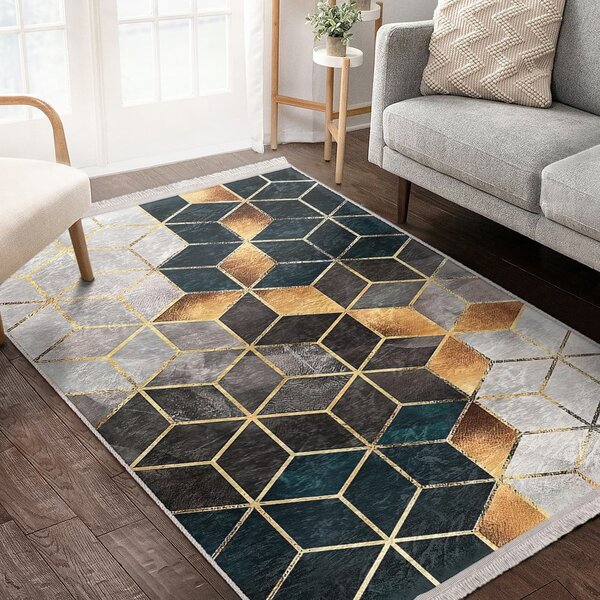 Bielo-petrolejový prateľný koberec 80x140 cm – Mila Home
