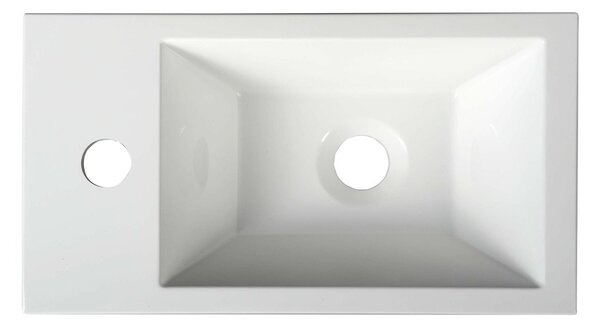 Sapho Sapho, AMAROK liaty mramor umývadlo 40x11x22cm, biele, batéria vľavo, AR400