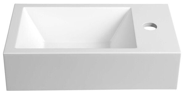 Sapho Sapho, AMAROK liaty mramor umývadlo 40x11x22cm, biele, batéria vpravo, AR500