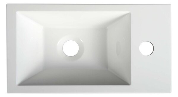 Sapho Sapho, AMAROK liaty mramor umývadlo 40x11x22cm, biele, batéria vpravo, AR500